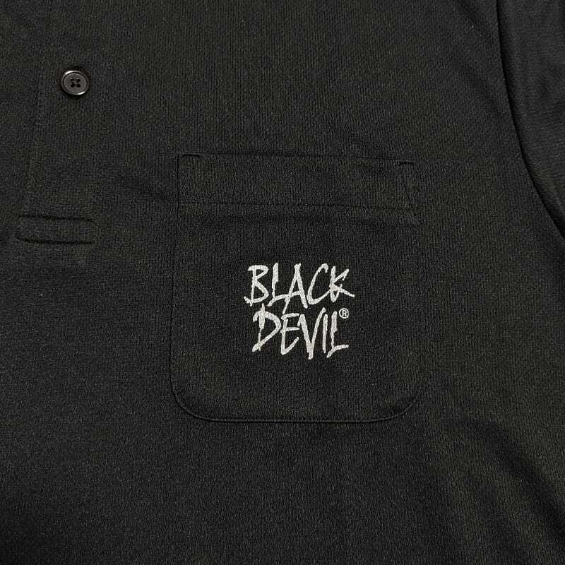 ブラックデビル ポロシャツ 半袖 服 Mサイズ BLACK DEVIL ロゴ メンズ レディース 男女兼用 ユニセックス おしゃれ 悪魔 キャラクター バックプリント タバコ ブランド たばこ 銘柄 黒 かっこいい ギフト プレゼント