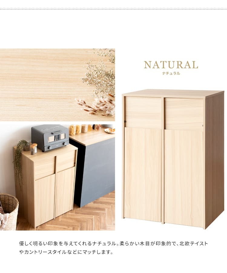ゴミ箱 ダストボックス 分別 木製 幅60cm 45Ｌ 45リットル プッシュ扉式 キャスター 木目調 ごみ箱 大容量 キッチンペール スリムデザイン シンプル モダン ブラウン木目 ホワイト木目 コンパクト 省スペース 北欧 韓国 おしゃれ 人気