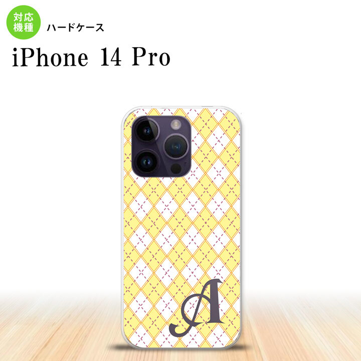 iPhone14 Pro iPhone14 Pro スマホケース 背面ケース ハードケース アーガイル 黄 紫 +アルファベット 2022年 9月発売 nk-i14p-1405i