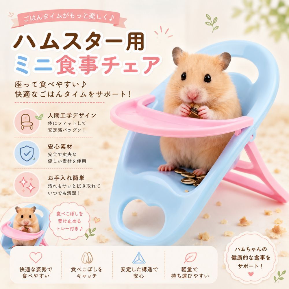 ハムスター 食事チェア ミニチェア 食事台 エサ台 小動物 おもちゃ 椅子 イス フードトレー 食事用 ハムスター用品 小動物用品 ペット用品 かわいい