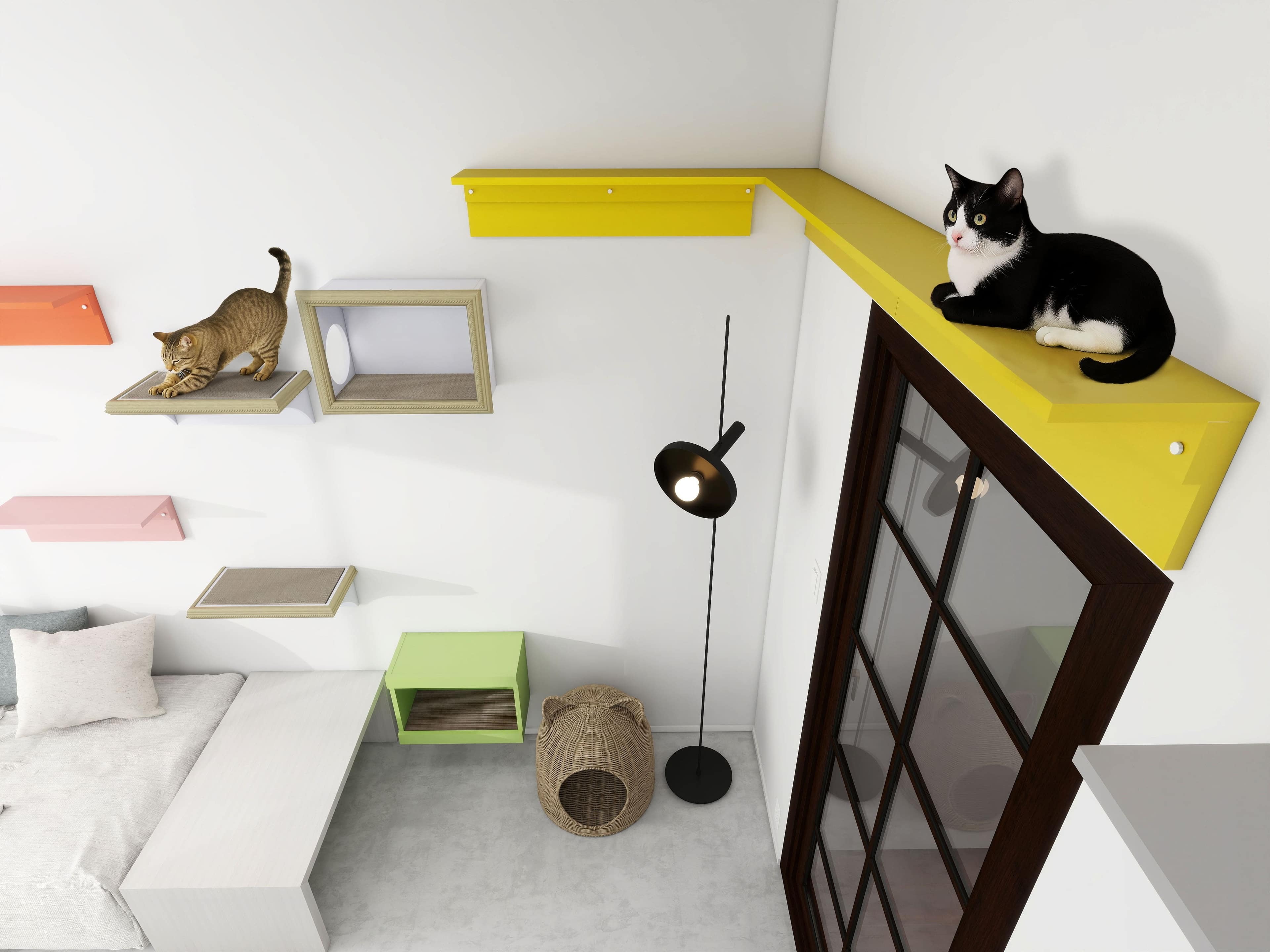 キャットウォーク 壁掛け 幅29.8cm 猫家具 日本製 完成品 arneco Board Walk S aino キャットタワー キャットステップ 壁面収納 猫用家具 多頭飼い 運動不足対策 ペット家具 猫用品 犬用品 省スペース リビング インテリア