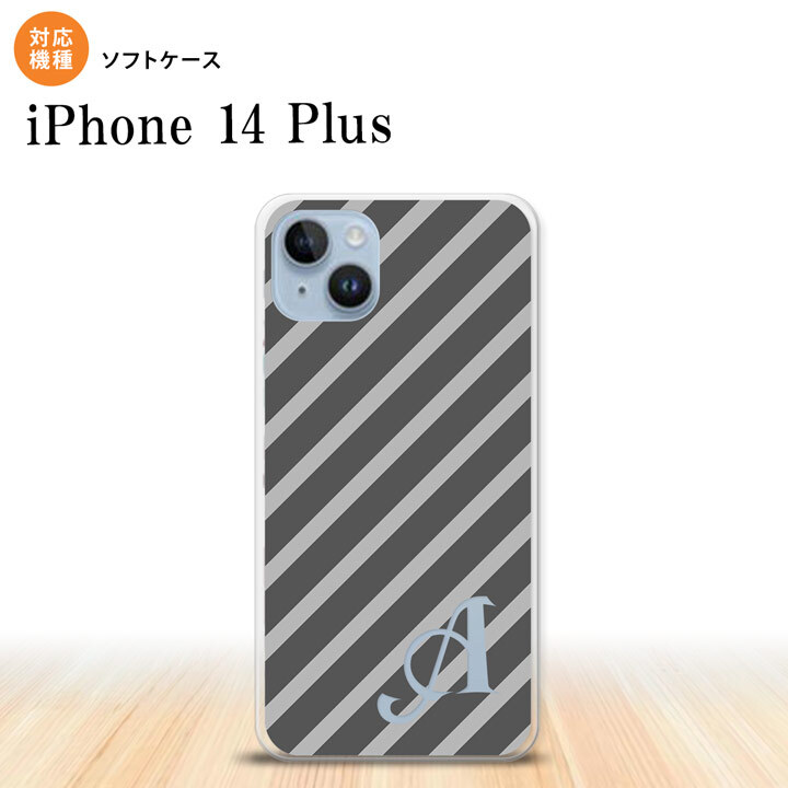 iPhone14 plsu iPhone14 plsu スマホケース 背面ケースソフトケース ストライプ グレー +アルファベット 2022年 10月発売 nk-i14pl-tp711i