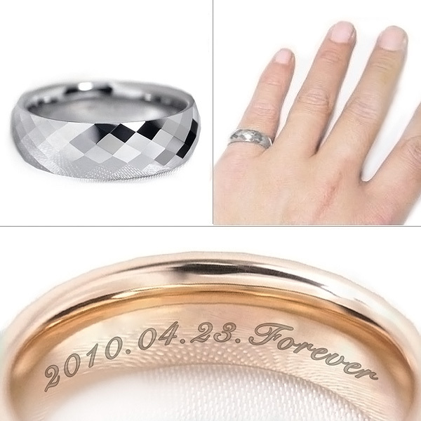 【レーザー刻印対応】金属アレルギーに優しい ミラーカット 6mm リング 指輪 1本 レーザー刻印対応 名入れ レディース メンズ マリッジリング ペアリング （1710081）