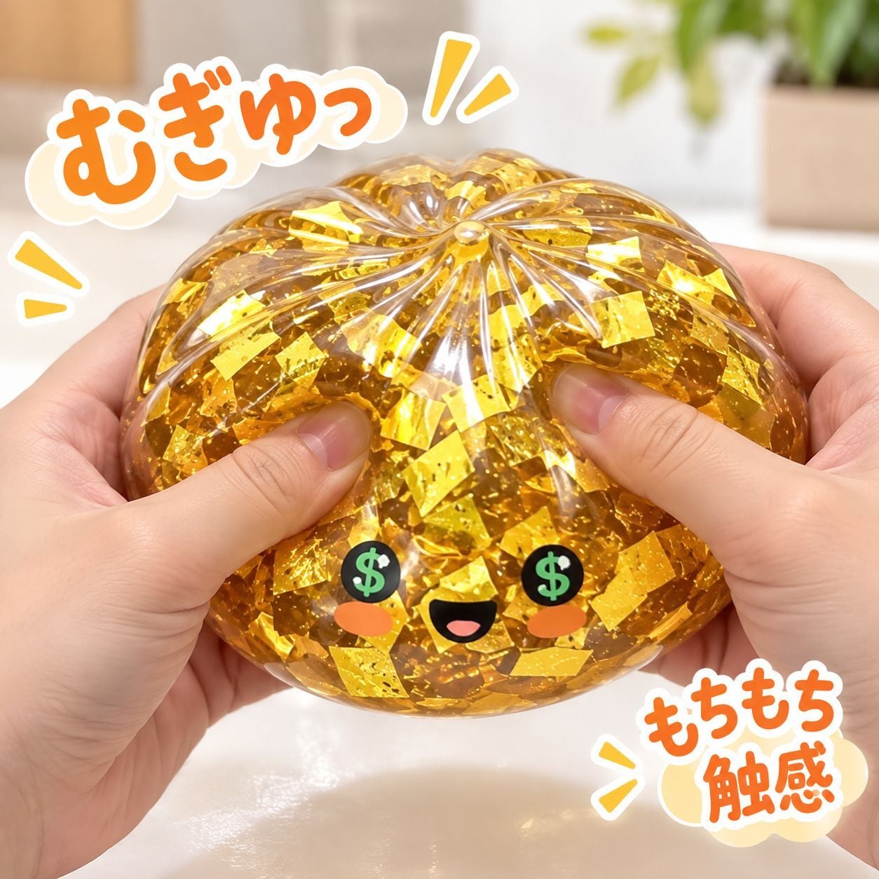 SNSでバズり中！新作 スクイーズ 金色肉まん 肉まん もちもち ぷにぷに キラキラ ゴールド 蒸籠付き SNSで話題 SNS映え 動画映え 感触玩具 ストレス解消 癒しグッズ おもしろ雑貨 子供 大人 プレゼント