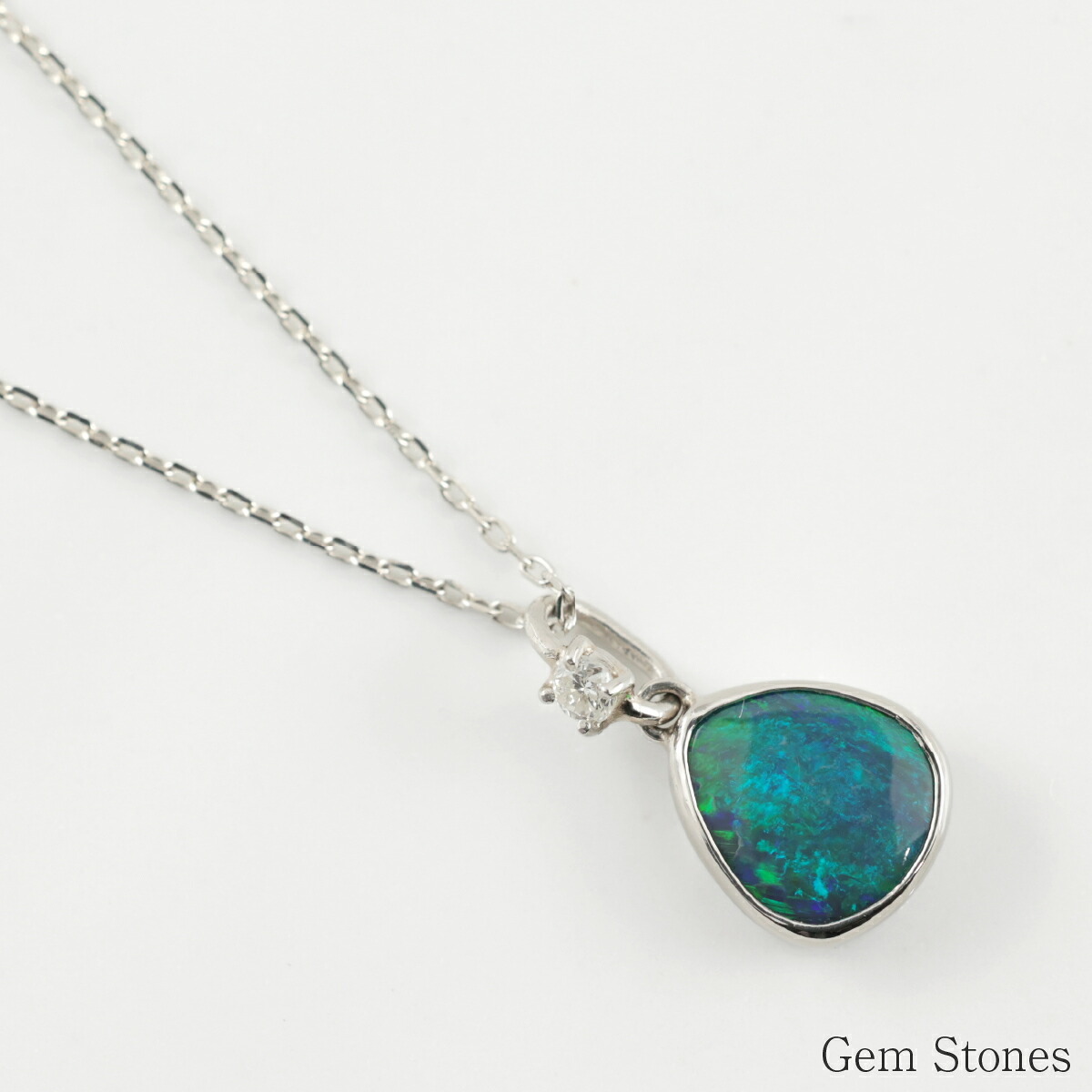 上質 ブラックオパール ネックレス 0.988ct ダイヤモンド プラチナ Pt900 ペンダント シンプル エレガント 上品 レディース 宝石 ダイヤ 一粒 一石 ジュエリー 10月 誕生石 プレゼント