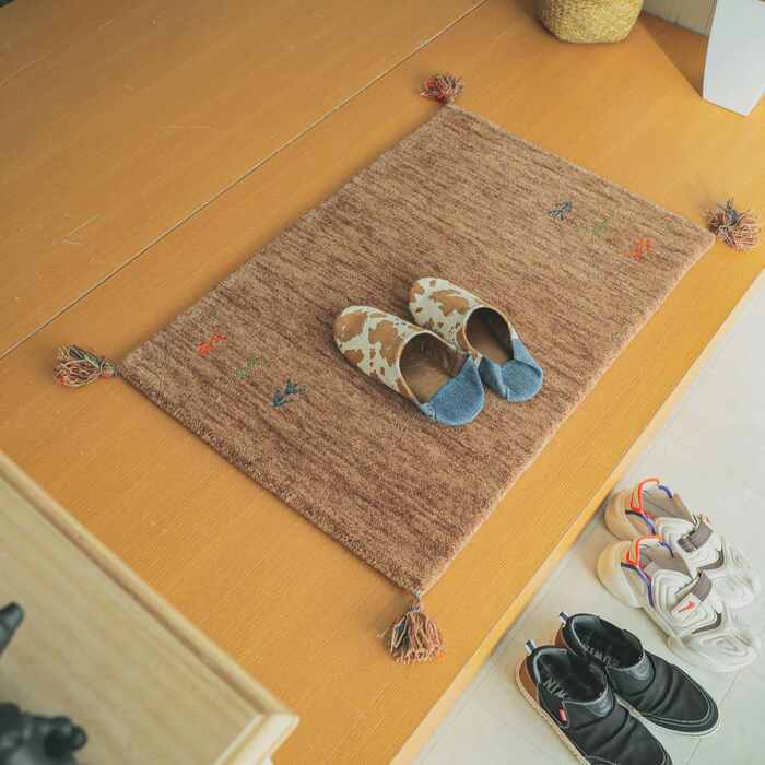 ラグ カーペット マット 玄関 玄関マット おしゃれ 40x60cm シンプルギャッベマット HOT対応 アヤカ 北欧 モダン シンプル デザイン かわいい かっこいい ギャッベ インド製 ホット 床暖 OK 送料無料 手織り 肌触り