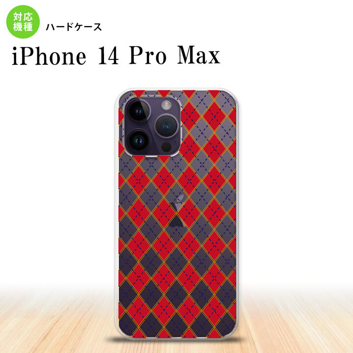 iPhone14 ProMax iPhone14 Pro Max スマホケース 背面ケース ハードケース アーガイル クリア 赤 2022年 9月発売 nk-i14pm-1404