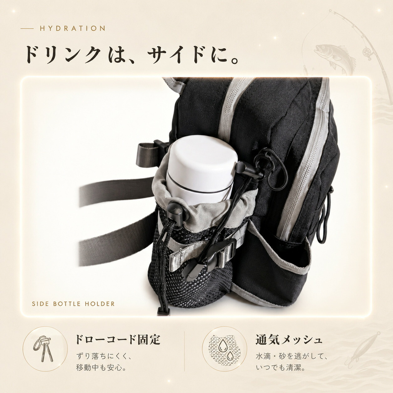 【ラッピング無料・レビュー投稿で保証120日】釣り用品 Gran Walker グランウォーカー ワンショルダー タックルバッグ 約6.5L ロッドホルダー ウエストベルト付き 釣り バッグ ギフト アウトドア用 キャンプ 