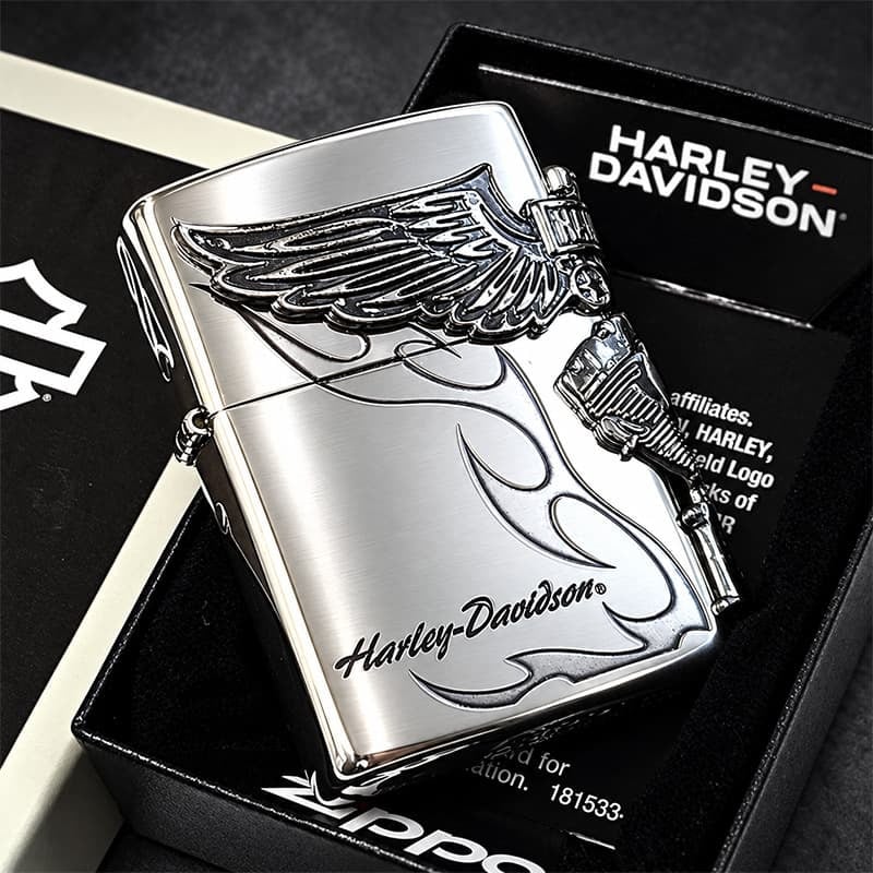 ZIPPO ハーレー ダビッドソン ジッポライター シルバー燻し 大型3面メタル 彫刻 かっこいい 日本限定モデル おしゃれ ウィング メンズ ギフト プレゼント