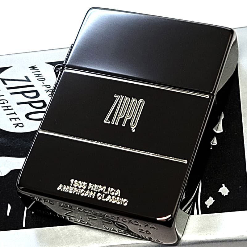 ZIPPO ライター 1935 クラシックロゴ ジッポ ブラックニッケル 黒 角型 外ヒンジ 3バレル エッチング彫刻 銀差し シンプル かっこいい 高級 ギフト メンズ プレゼント