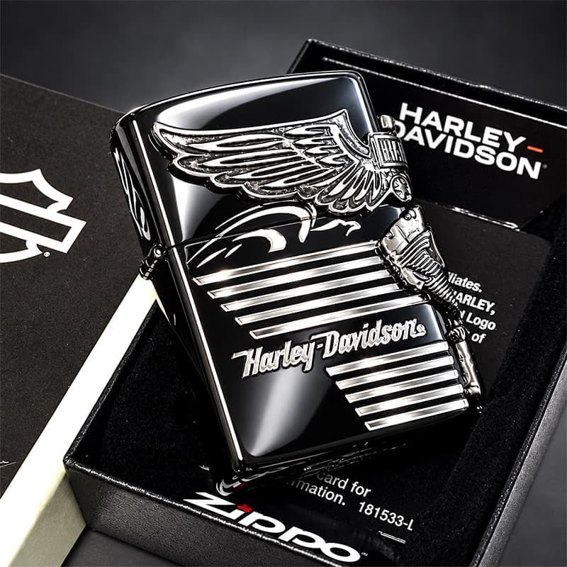 ZIPPO ハーレーダビッドソン ジッポ ライター イオンブラック＆ニッケルサテン 3面メタル 国内限定モデル 両面加工 黒銀 かっこいい おしゃれ メンズ ギフト プレゼント