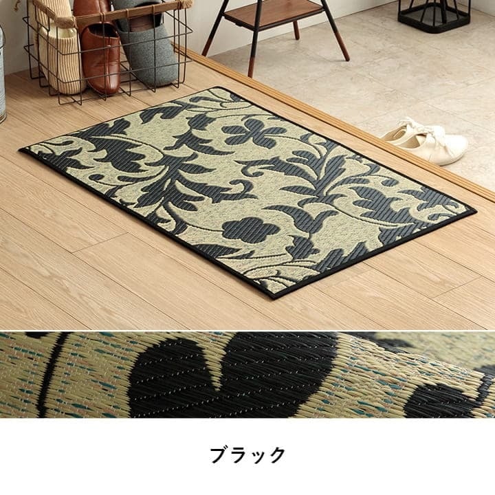 夏ラグ 夏用カーペット 玄関マット 花柄 高級感 室内 おしゃれ 玄関 マット い草ラグ 日本製 抗菌防臭 国産 滑り止め い草 約70×120cm