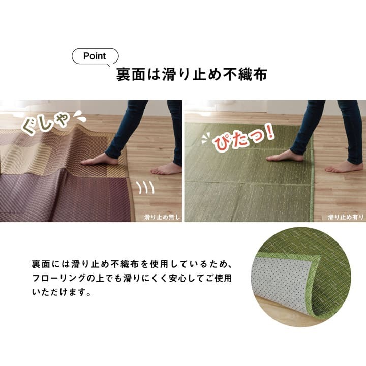 夏ラグ 夏用カーペット ラグ 小林製薬 持続性抗菌剤 KOBA-GUARD 制菌 抗菌防臭 滑り止め ウレタン 不織布 夏 い草 グラデーション 約190×250cm