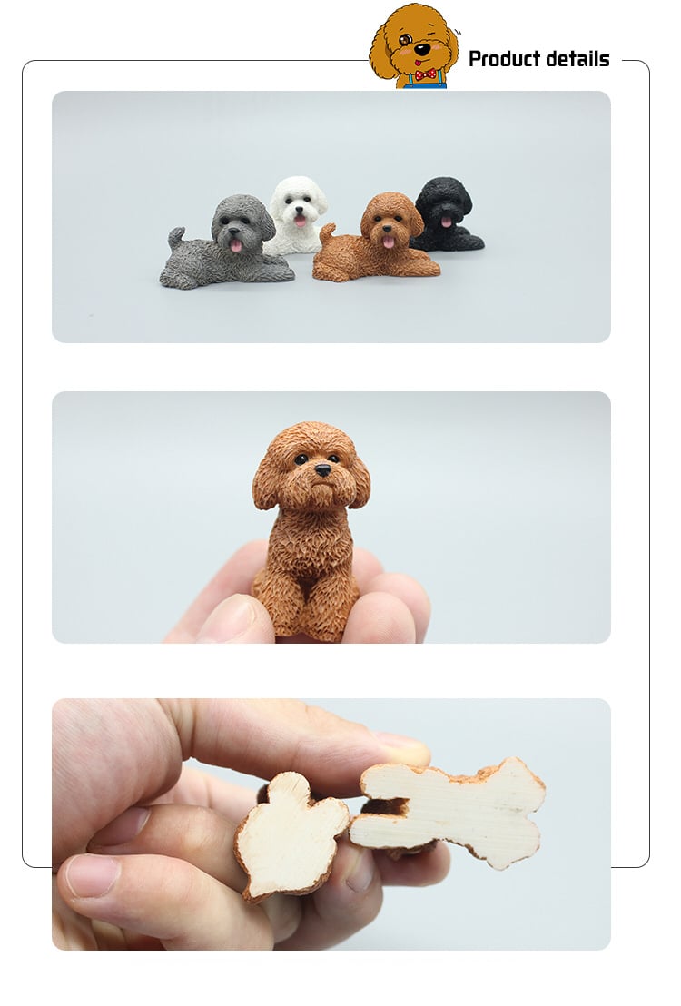 犬 置物 2個セット ミニチュア トイプードル テディ オブジェ 樹脂製 かわいい アニマル 車載 インテリア ダッシュボード 卓上 飾り 小型 デコレーション 雑貨 プレゼント