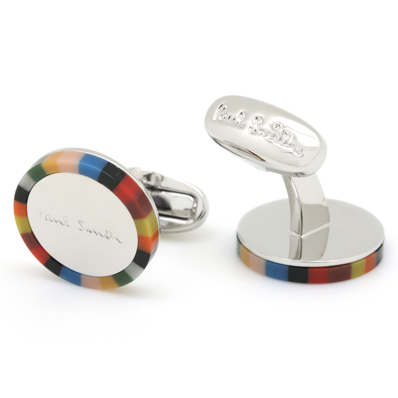 ポールスミス カフス PaulSmith カフスボタン カフリンクス メンズ ロゴ ラウンド シルバー マルチ M1A-CUFF-MEDGEL 92 【ラッピング無料 誕生日 お祝い プレゼント ギフト 贈り物】 送料無料