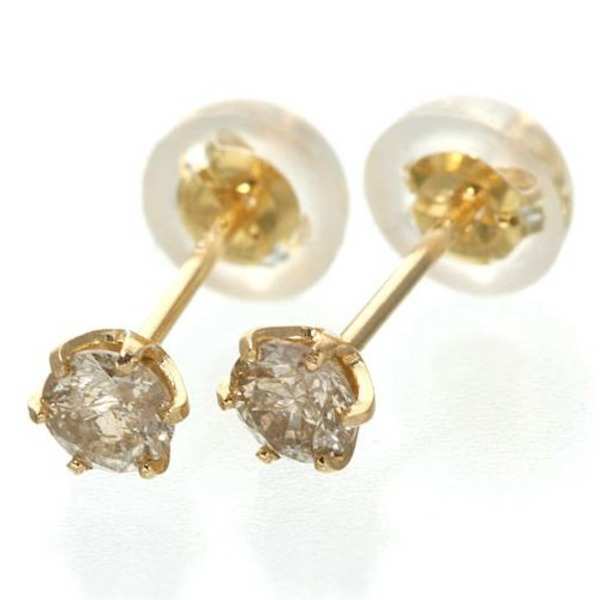 ダイヤモンドピアス 0.2ct K18 イエローゴールド 18金 一粒ダイヤ シンプル 普段使い オフィス フォーマル レディース ギフト プレゼント ダブルキャッチ付き