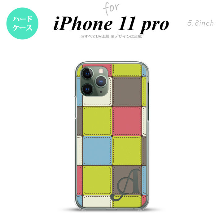 iPhone11Pro iPhone11 Pro スマホケース ハードケース パッチワーク ミックスG 緑 +アルファベット メンズ レディース nk-i11p-1677i