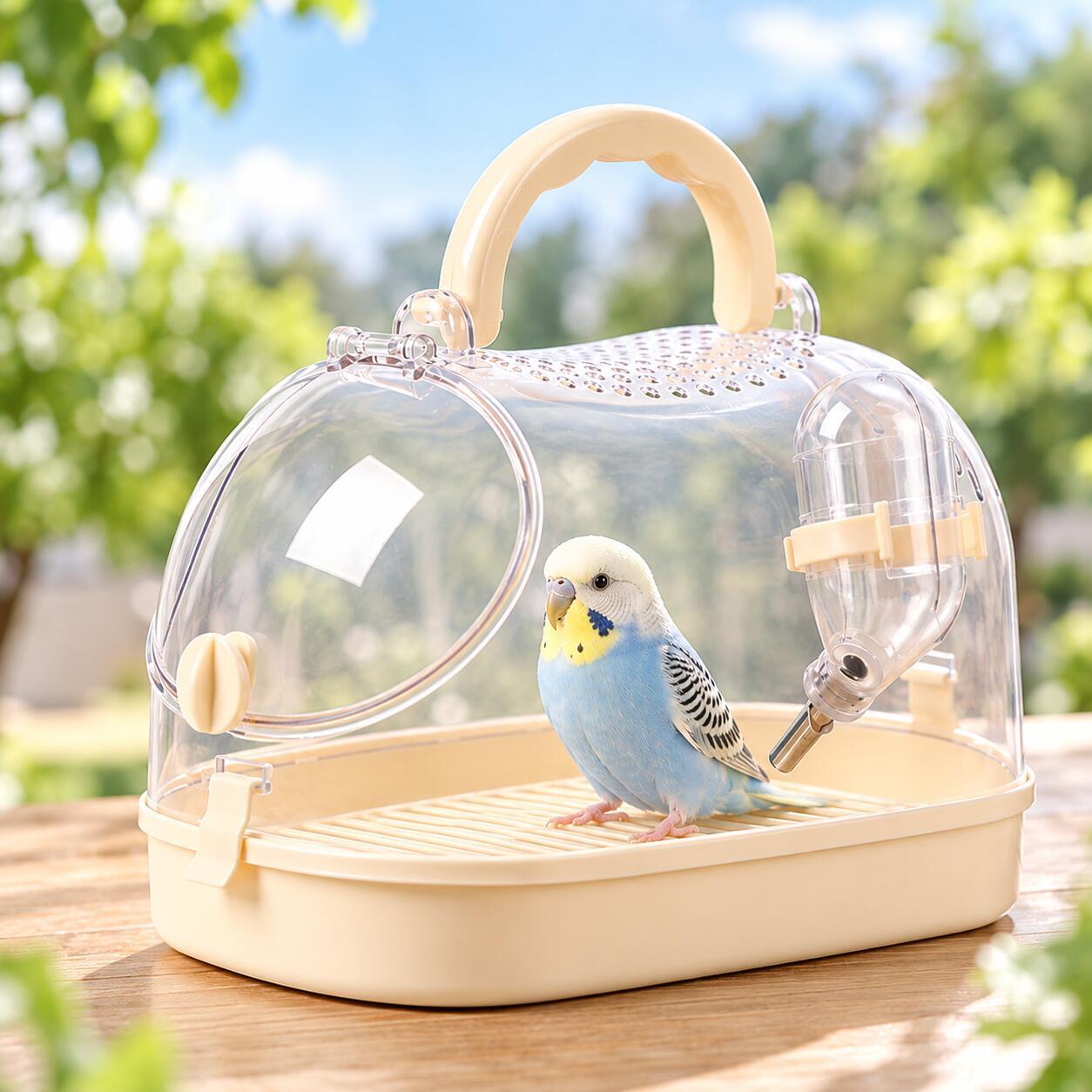 鳥用キャリーケース 小鳥用キャリー インコ 鳥かご バードキャリー お出かけ 通院 移動用 ケージ 給水ボトル付き 通気性 透明 持ち運び 小型鳥 オウム ペットキャリー