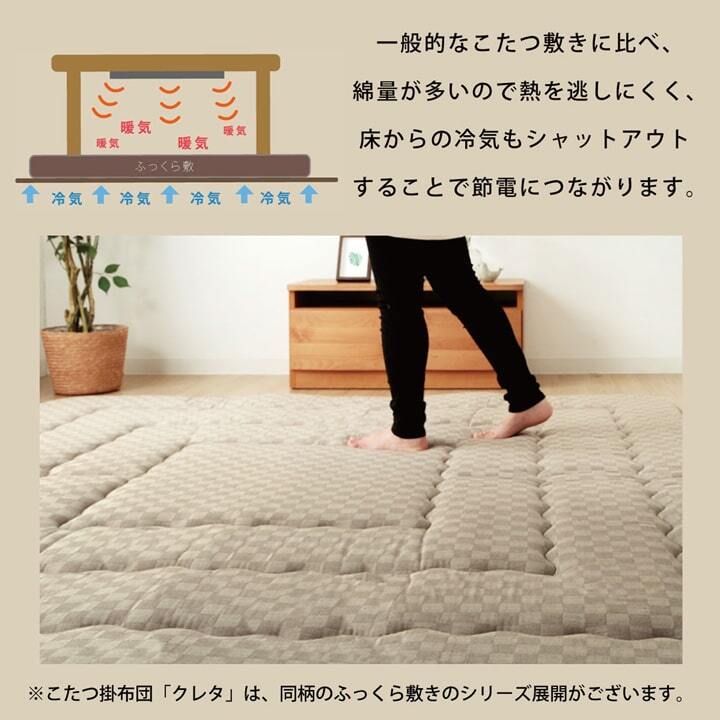 こたつ布団 単品 ふっくら 日本製 格子柄 シンプル 長方形 約205×345cm 格子柄のシンプルな日本製こたつ布団 ポリエステル 綿 こたつ掛布団 こたつふとん コタツ掛け布団 コタツ掛布団 こたつ用品 冬用 冬物 寝具 寝室用品 インテリア 肌触り