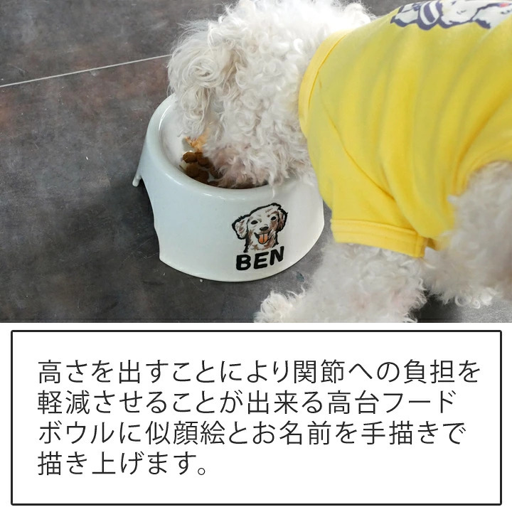 フードボウル 似顔絵 名入れ 手描き ゆるかわ 最速 pet105 | フードボール 高さがある 犬 猫 ペット 食器 陶器 日本製 おしゃれ 餌入れ 餌皿 水飲み 給水器 皿 犬用 猫用 食器 超小型犬 小型犬 父の日