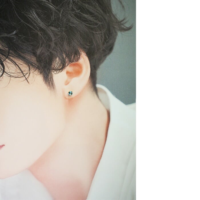 メンズピアス 片耳 18金 18K ブルートパーズ 大粒 5mm シンプル セカンドピアス つけっぱなし 男性 女性 プレゼント プレゼント