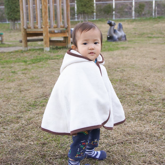 プリエール オーガニックコットン 「ソレイユ」 ベビーポンチョ | 0歳～3歳 ぽんちょ ポンチョ ベビー毛布 毛布 綿毛布 お昼寝 ベビー 赤ちゃん 防寒 日本製 綿100% コットン オーガニック