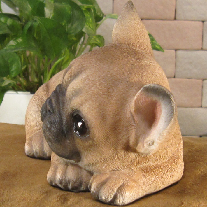 犬　置物 リアル　寝そべり　フレンチブルドッグ　いぬ　動物オブジェ　ガーデン　オーナメント　店舗　カウンター　装飾　オブジェ　インテリア　玄関先　庭　犬好きさん人気ギフト　動物人気ギフト　クリスマスプレゼント　お誕生日祝い　母の日人気　父の日人気　敬老の日人気