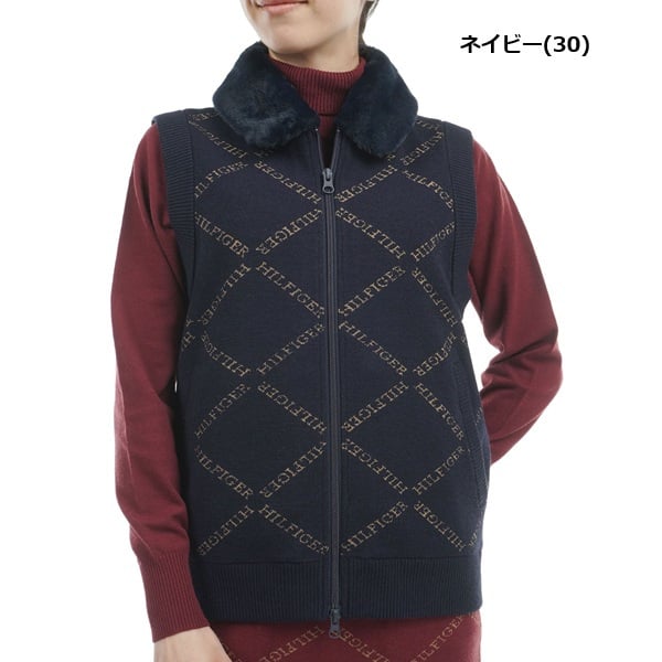 トミーヒルフィガー ゴルフ レディース ベスト モノグラムジャカード ファートリム ニットベスト TOMMY HILFIGER GOLF THLA487 秋冬モデル お誕生日祝い お祝い 記念品 30代 40代 50代 60代 母の日 お母さん 還暦祝い 敬老の日 彼女 人気プレゼント プレゼント