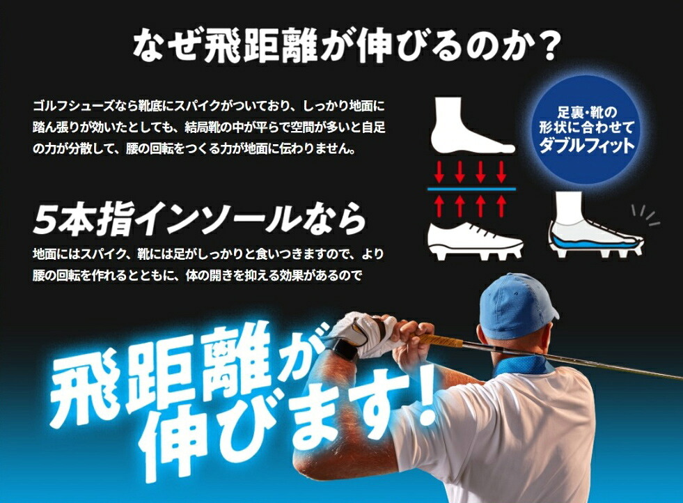 【日本製】reve 5本指インソール ハイグリップタイプ【フリージャンル】シューズと足を完全にフィットする湯煎ダブルフィット成形施行インソール 特許取得 抗菌加工 アスリート用 ゴルフ用シューズ ウォーキング ランニング スポーツ