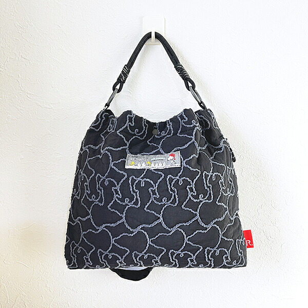 スヌーピー キルト2WAYショルダーバッグ ブラック ルートート ROOTOTE SNOOPY 送料込み