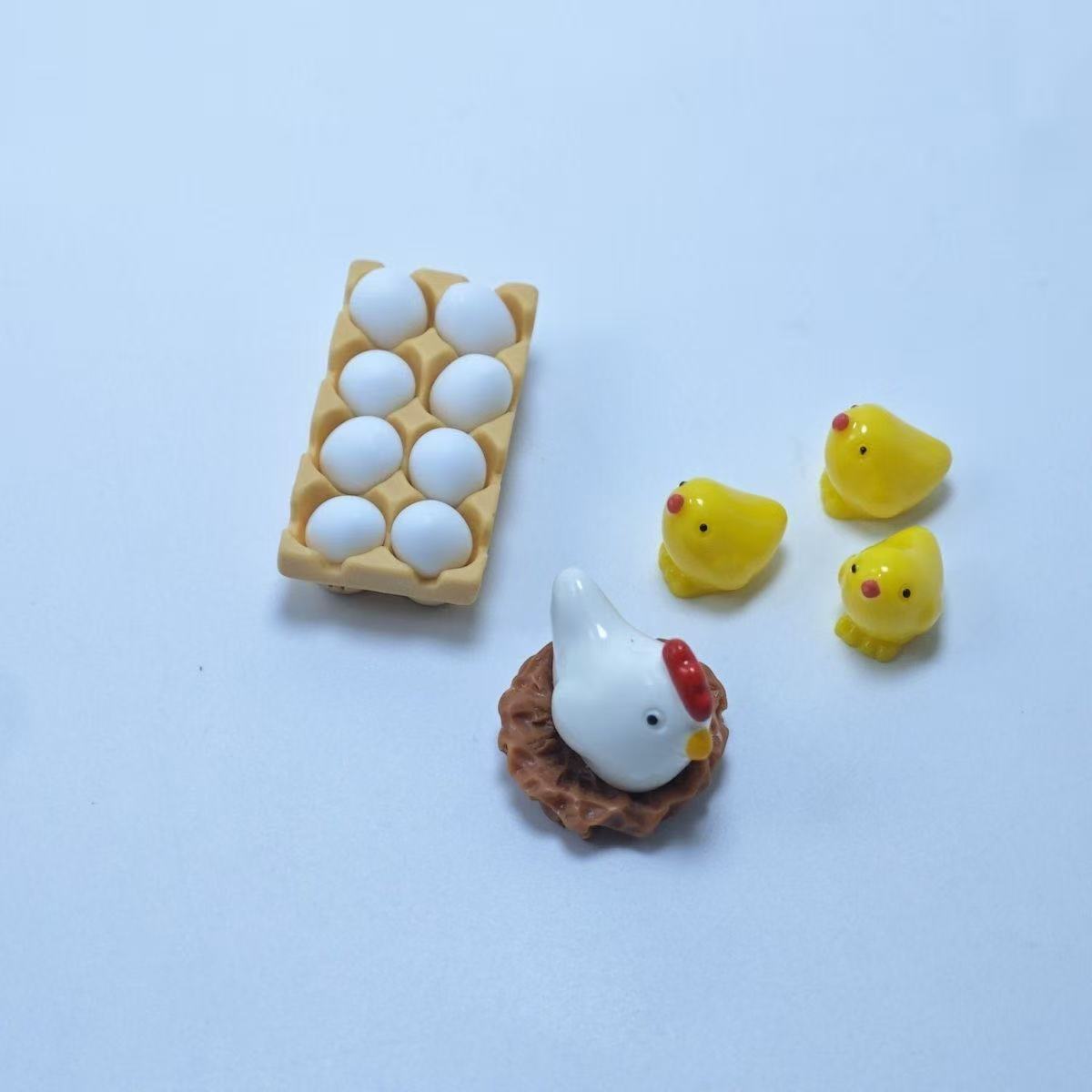 ミニチュア たまごセット 卵 エッグトレー にわとり ひよこ ミニチュア雑貨 オブジェ 食品サンプル フェイクフード ドールハウス 撮影小物 インテリア