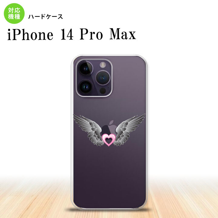 iPhone14 ProMax iPhone14 Pro Max スマホケース 背面ケース ハードケース 黒翼 ハート ピンク 2022年 9月発売 nk-i14pm-465
