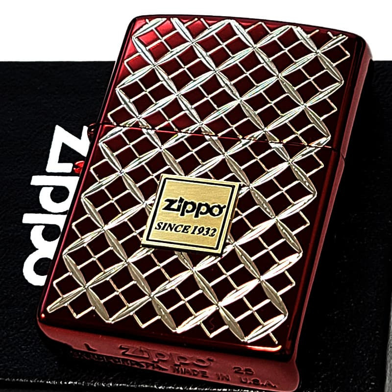 ZIPPO ライター ヘリテージ レッド 七宝 両面加工 彫刻 ジッポ ロゴ Heritage Red 1932 赤 おしゃれ メンズ レディース ギフト プレゼント