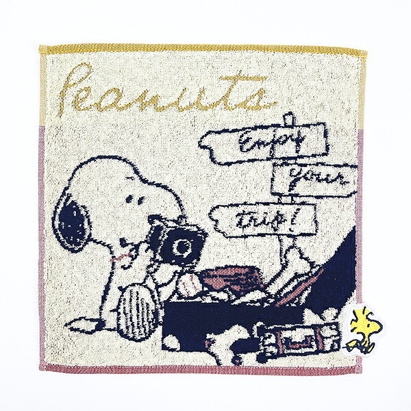 スヌーピー ミニタオル カメラ ピンク ハンカチ SNOOPY