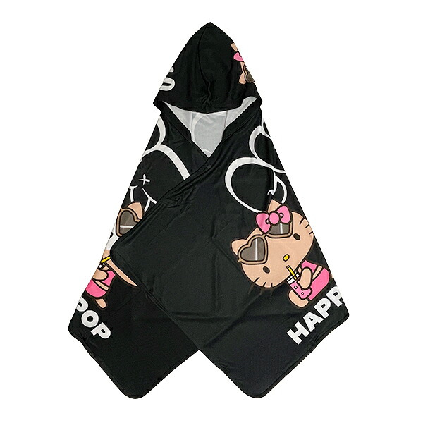 サンリオ 日焼けキティ 冷感タオルポンチョ ブラック/レオパード プール用品 Sanrio