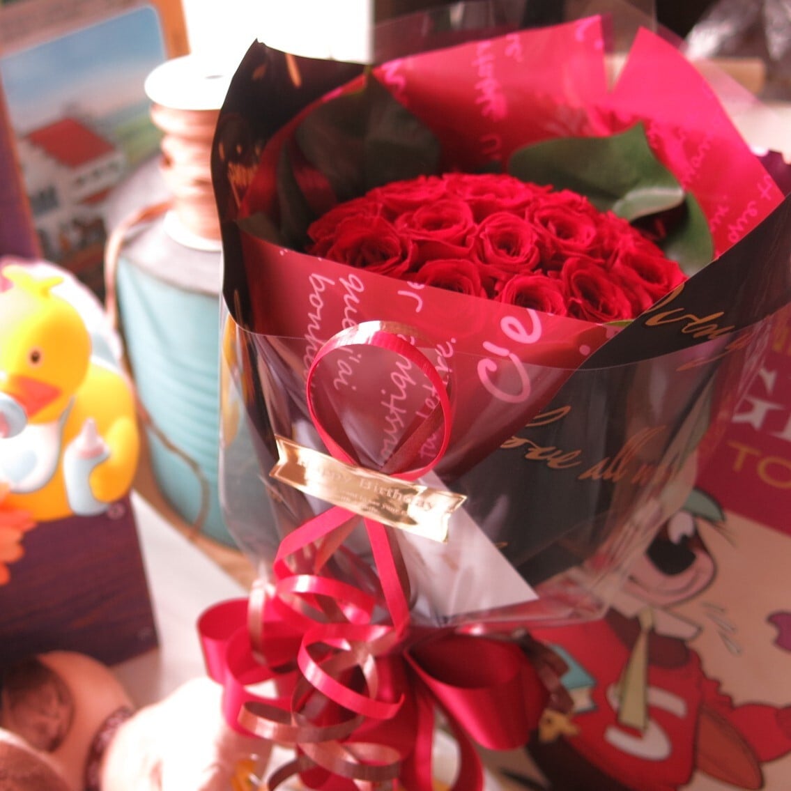 クリスマスプレゼント 彼女 人気 枯れない ミニ赤バラ 花束 赤薔薇 20本使用 プリザーブドフラワー ミニ花束 枯れずにいつまでもキレイな赤バラ プリザーブドフラワー
