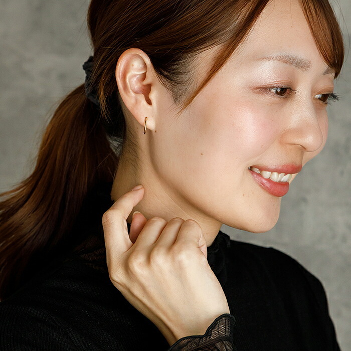 【ジュエリーの町 山梨県甲府製】 K18 フープピアス 18金 片耳 1x13mm 日本製 1個売り プレゼント ギフト メンズ レディース 金属アレルギー対応 品質保証書
