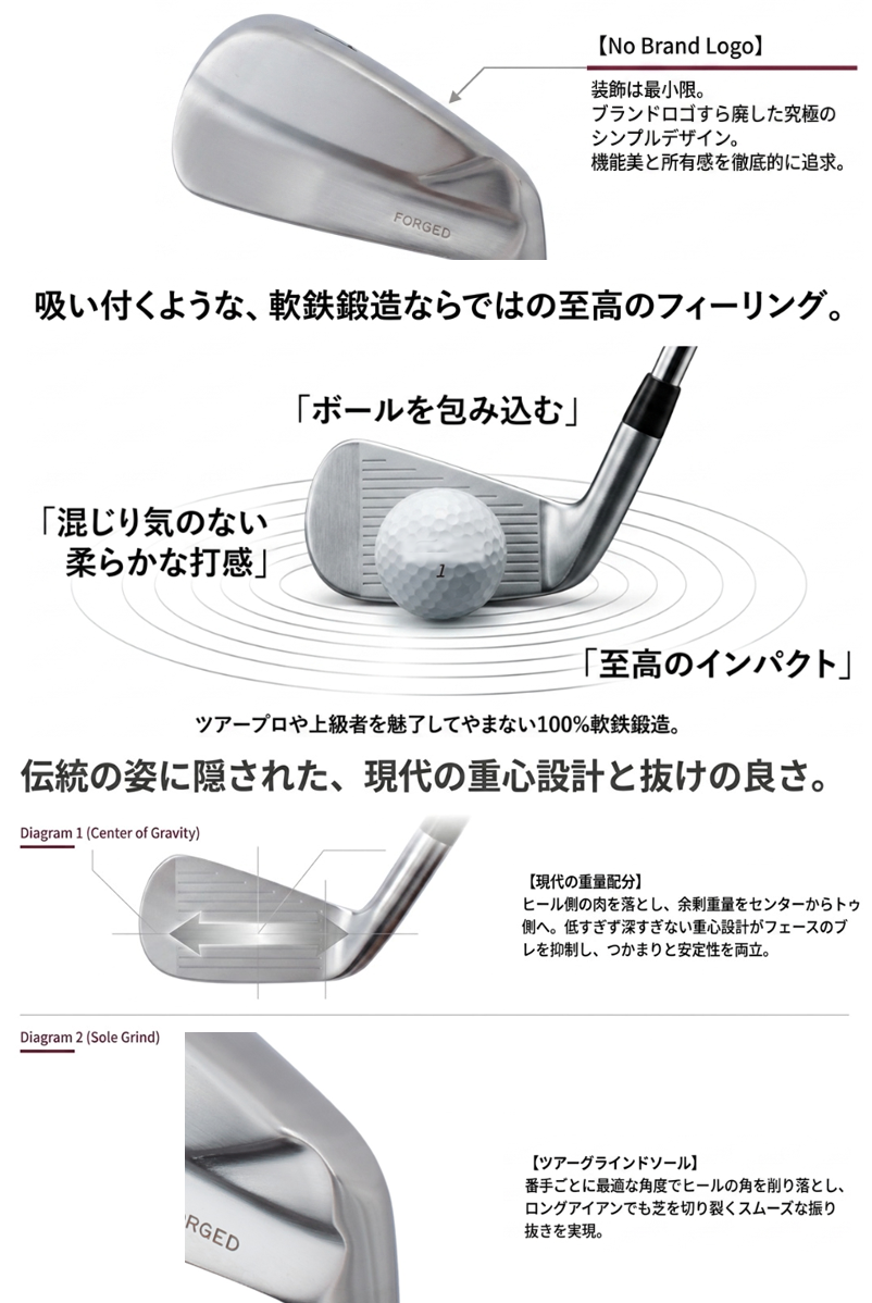 広田ゴルフ ハンドメイド 軟鉄鍛造ドライビングアイアン #1 (19°) / #2 (22°) 兵庫県市川町製 FORGED LONG IRON