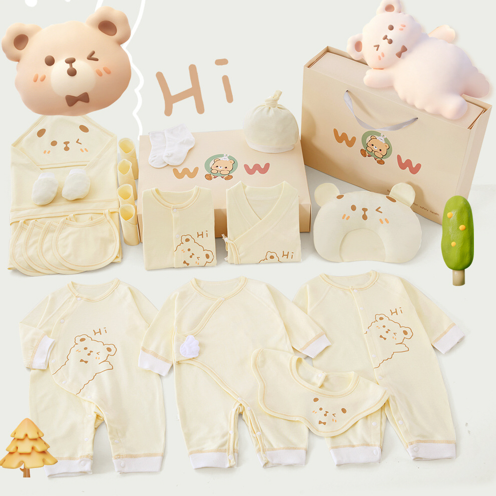 ベビーギフトセット 23点セット 出産祝い 新生児 オールシーズン 綿100％ 肌着 ベビー服 赤ちゃん スタイ おくるみ 帽子 ミトン ベビー用品 赤ちゃん 出産準備 男の子 女の子 プレゼント ギフトボックス 靴下ソックスベビー服ギフトセット 無農薬 詰め合わせ ギフト