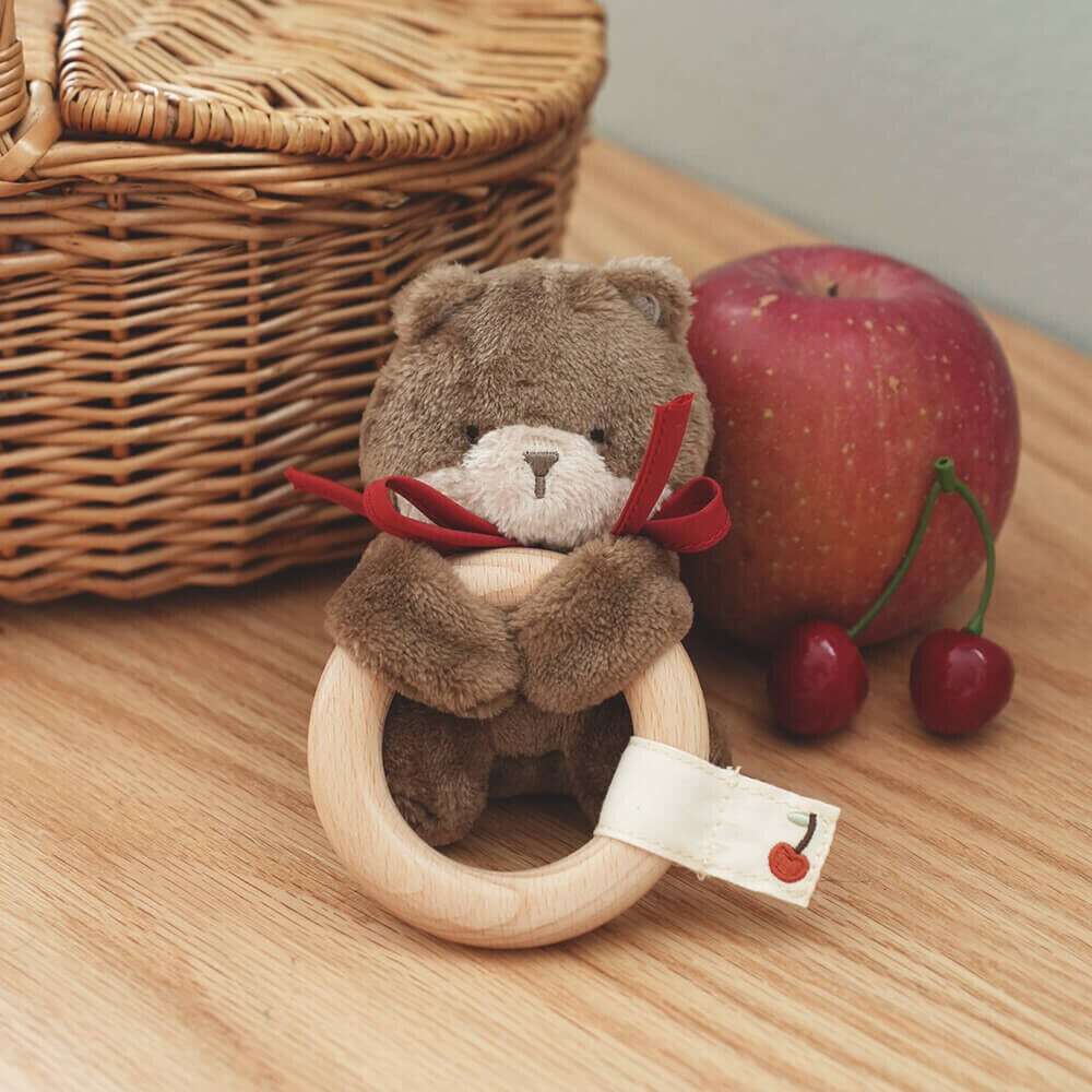 amanoppo ふんわりラトル こぐまくん りすくん うさぎさん 動物 ファーストトイ おしゃぶり・歯固め 木のおもちゃ ギフト プレゼント 出産祝い