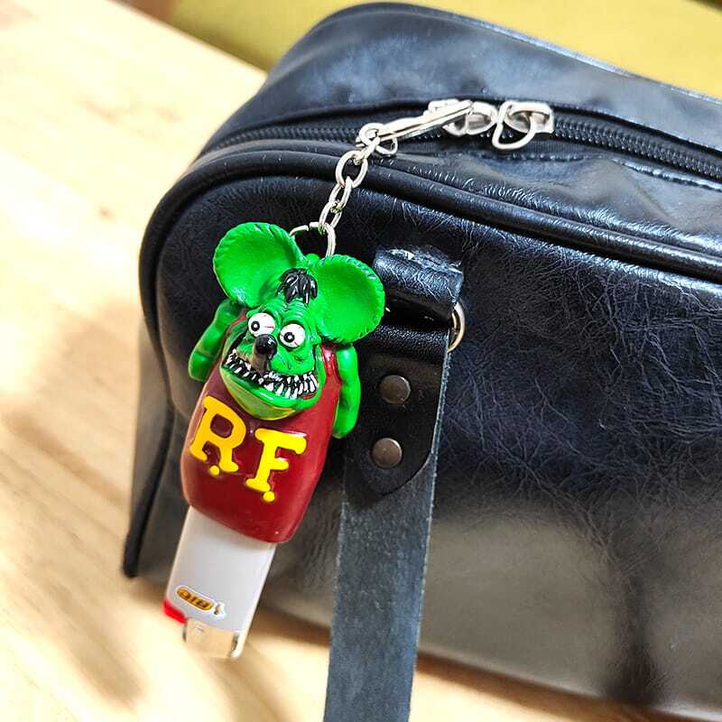 ライターキャップ ラットフィンク 選べる 3色 グリーン オレンジ ピンク おしゃれ RatFink ライターケース キーリング キーホルダー かわいい BICライター付き かっこいい 男性 メンズ プレゼント ギフト