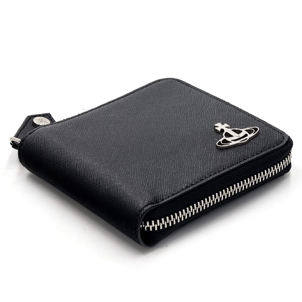 ヴィヴィアンウエストウッド 財布 二つ折り財布 メンズ レディース Vivienne Westwood 51010043 L001N LA N402 ブラック サフィアーノ 本革 ラウンドファスナー 小銭入れあり オーブ ロゴ コンパクト
