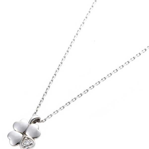 ダイヤモンド ネックレス 一粒 プラチナ Pt900 四葉 クローバー モチーフ ペンダント 0.014ct 鑑別カード付き レディース アクセサリー ジュエリー 誕生石