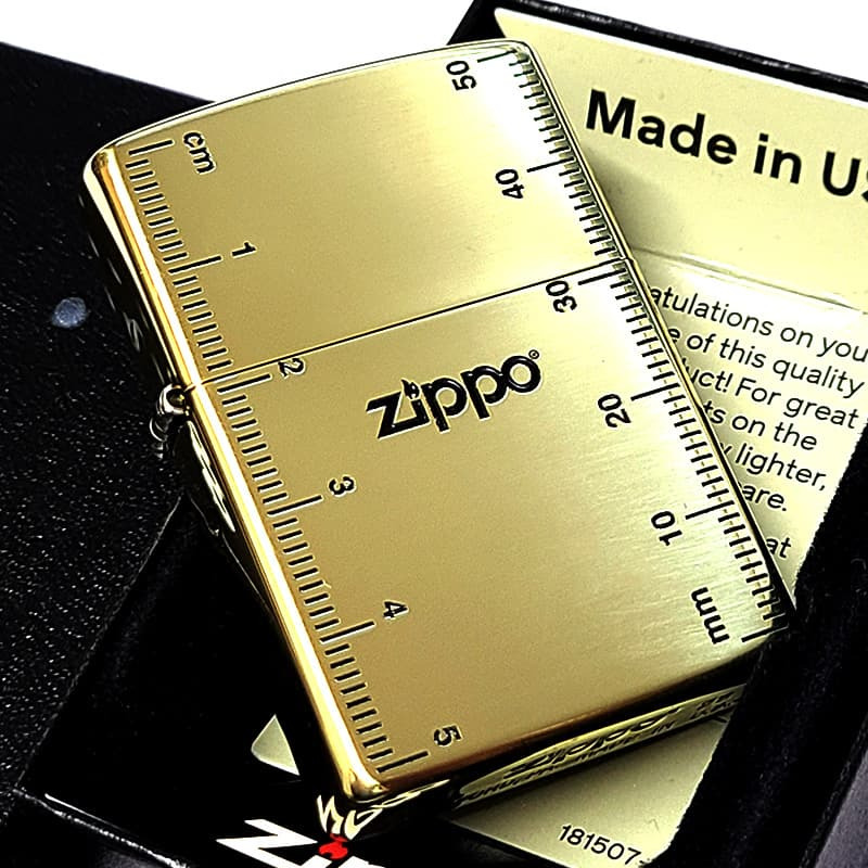 ZIPPO ライター おもしろ 定規 アンティークブラス 古美仕上げ ジッポ ロゴ ゴールド おしゃれ かっこいい メンズ ギフト プレゼント