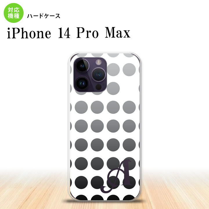 iPhone14 ProMax iPhone14 Pro Max スマホケース 背面ケース ハードケース 水玉 黒 +アルファベット 2022年 9月発売 nk-i14pm-1375i