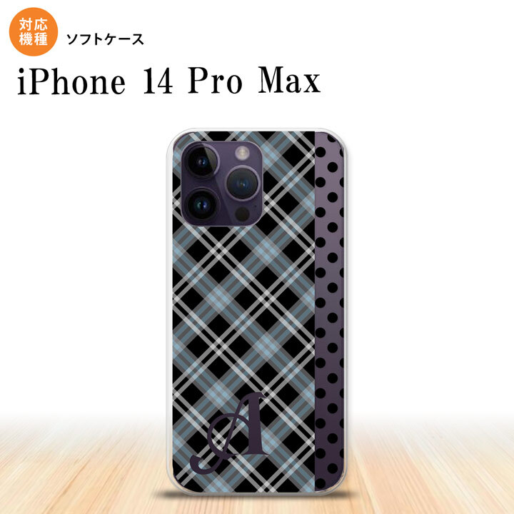iPhone14 ProMax iPhone14 Pro Max スマホケース 背面ケースソフトケース タータン ドット 黒 +アルファベット 2022年 9月発売 nk-i14pm-tp1535i