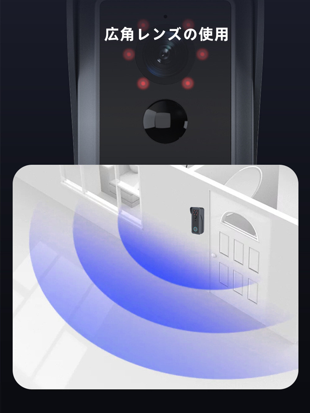 ドアカメラ   MV01  WIFI式インターホン   ドアフォン   防犯   動体検知   ミリオンHD   155度 広角レンズ   赤外線照射機能   防水IP54   双方向オーディオの機能   住宅設備ドアホン   インターホン   設置も簡単   ※注意点 2.4GHzのWiFiのみに対応。