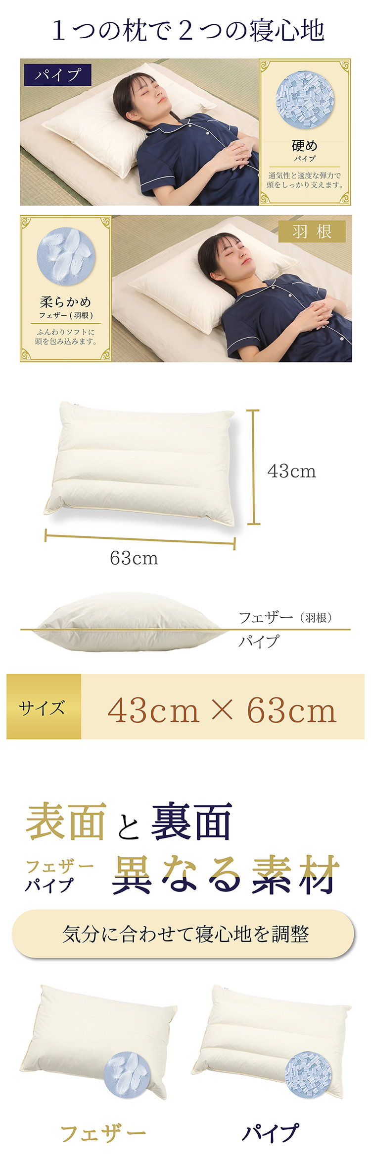 丸八 マルハチ 丸八真綿 ホテル枕 パイプ羽根枕  約43×63cm 至福の眠り 標準 フェザーパイマー枕 フェザーパイプ枕 旅館 有名ホテル チェーンホテル 送料無料 業務用 プロ用寝具 ホテル仕様 新生活 ギフト プレゼント おしゃれ かわいい