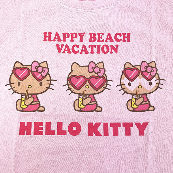 サンリオ 日焼けキティ 半袖Tシャツ(S) ジュース ピンク アパレル Sanrio