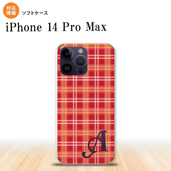 iPhone14 ProMax iPhone14 Pro Max スマホケース 背面ケースソフトケース チェック B 赤 +アルファベット 2022年 9月発売 nk-i14pm-tp432i